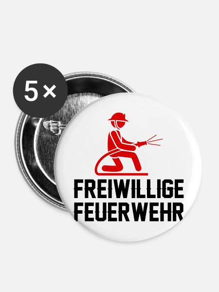 feuerwehr freiwillige - Buttons groß 56 mm (5er Pack) - Weiß