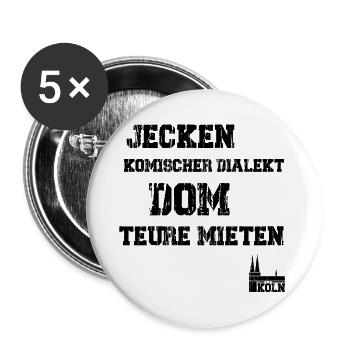 Jecken Dom Köln - Buttons groß 56 mm (5er Pack) - Weiß - Vorne
