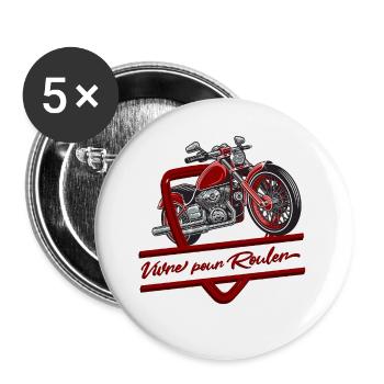 Live to Ride Vintage Motorcycle - Buttons large 2.2''/56 mm (5-pack) - white - Front