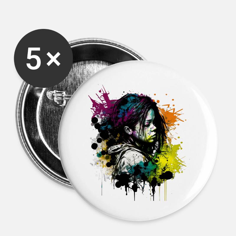 An image inspired by street art - Buttons large 2.2''/56 mm (5-pack) - white