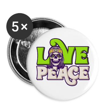 Hippie - Lot de 5 grands badges (56 mm) - blanc - Devant