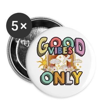 Hippie - Buttons groß 56 mm (5er Pack) - Weiß - Vorne