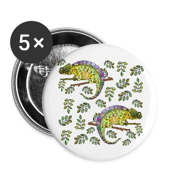 Chamäleons - Buttons groß 56 mm (5er Pack) - Weiß - Vorne