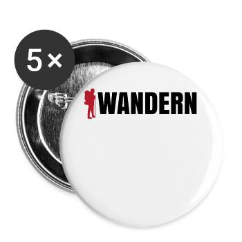 Wanderwege Wandern Spruch Touren Naturerlebnis - Buttons groß 56 mm (5er Pack) - Weiß - Vorne