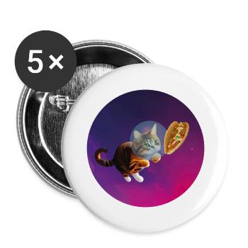 Lustige Süße Freche Katze Bengal Main Coon Space - Buttons groß 56 mm (5er Pack) - Weiß - Vorne