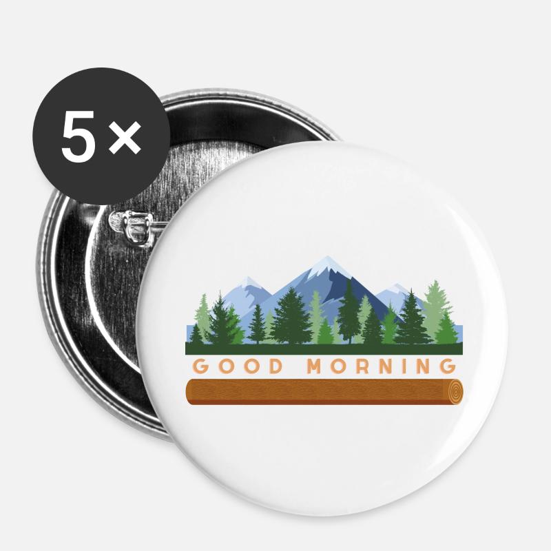 GOOD MORNING - Buttons large 2.2''/56 mm (5-pack) - white
