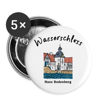 Dortmund, kultiges Wasserschloss Haus Rodenberg - Buttons groß 56 mm (5er Pack) - Weiß - Vorne