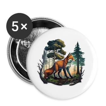 Renard dans la forêt - Lot de 5 grands badges (56 mm) - blanc - Devant