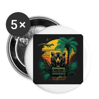 80s retro - Buttons groß 56 mm (5er Pack) - Weiß - Vorne