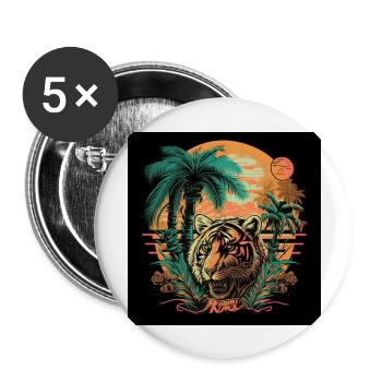 80s retro2 - Buttons groß 56 mm (5er Pack) - Weiß - Vorne