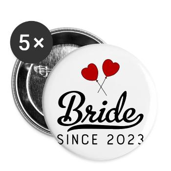 Mariée depuis 2023 - Lot de 5 grands badges (56 mm) - blanc - Devant
