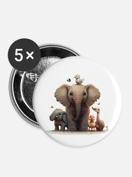 Familie - Buttons groß 56 mm (5er Pack) - Weiß