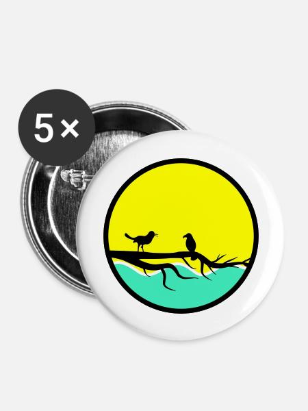 birds - Buttons groß 56 mm (5er Pack) - Weiß