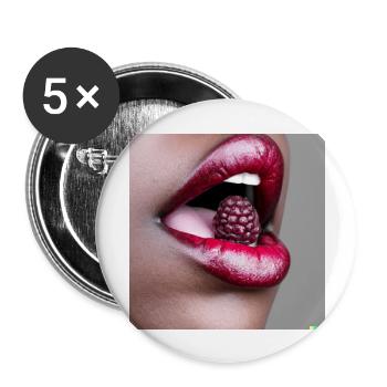 Mund einer Frau mit roten Lippen @ Markus - Buttons groß 56 mm (5er Pack) - Weiß - Vorne