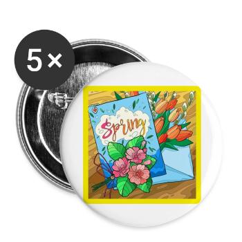 Spring - Buttons groß 56 mm (5er Pack) - Weiß - Vorne