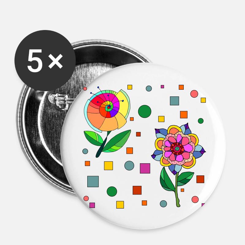 Blumen - Buttons groß 56 mm (5er Pack) - Weiß