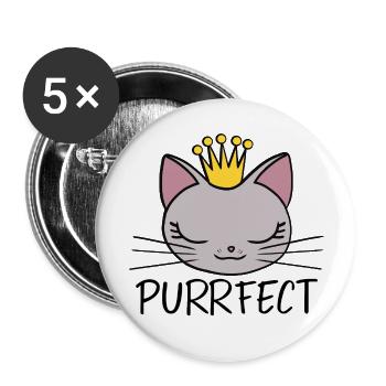 Minette, chatte, chat mignon purrfect - Lot de 5 grands badges (56 mm) - blanc - Devant