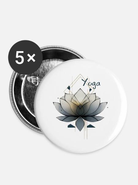 Lotus Yoga Geometrische Mandala - Buttons groß 56 mm (5er Pack) - Weiß