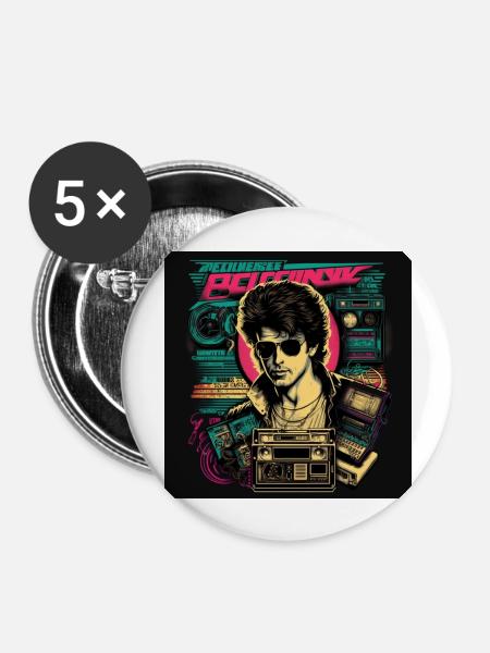 Retro 1 - Buttons groß 56 mm (5er Pack) - Weiß