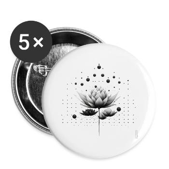Conception de la nébuleuse du lotus en noir et blanc - Lot de 5 grands badges (56 mm) - blanc - Devant