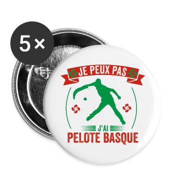 je peux pas j'ai Pelote basque , cadeau drôle - Lot de 5 grands badges (56 mm) - blanc - Devant