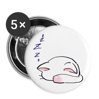 I Draw Lucky Star White Cat Sleeping With Its - Buttons large 2.2''/56 mm (5-pack) - white - Front