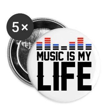 Music is my Life - Buttons groß 56 mm (5er Pack) - Weiß - Vorne