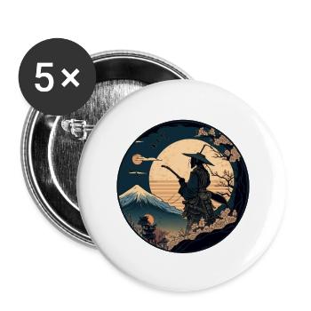 Nr. 1 : Japanese Art Samurai Fighter Ukiyo_e Style - Buttons groß 56 mm (5er Pack) - Weiß - Vorne