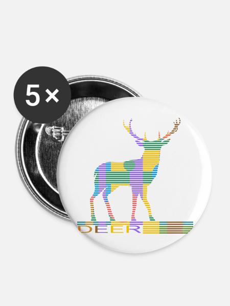 Hirsch - Buttons groß 56 mm (5er Pack) - Weiß