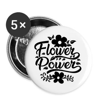 Flower Power - Buttons large 2.2''/56 mm (5-pack) - white - Front