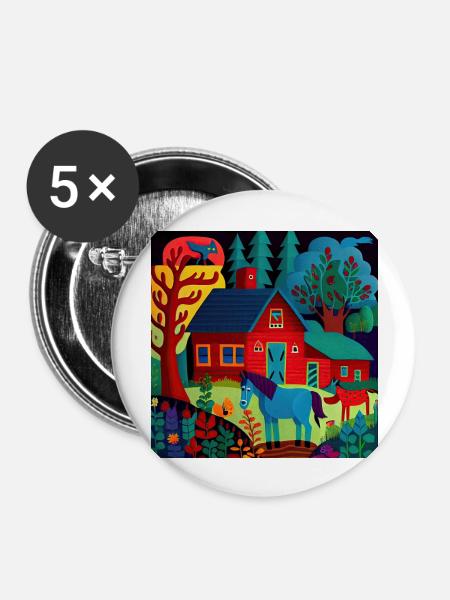 Ranch - Buttons groß 56 mm (5er Pack) - Weiß
