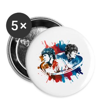 Ice Hockey - Spieler - Logo - Buttons groß 56 mm (5er Pack) - Weiß - Vorne