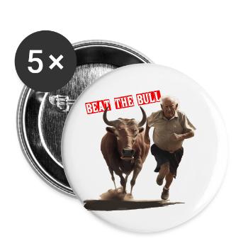 Pensioner Taurus Beat the Bull Gift - Buttons large 2.2''/56 mm (5-pack) - white - Front