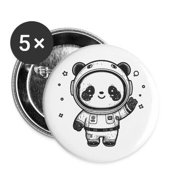 Kawaii Mignon Heureux astronaute Panda - Lot de 5 grands badges (56 mm) - blanc - Devant