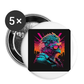 Huhn mit Brille Kamel mit Neonfarben 80er Jahre - Buttons groß 56 mm (5er Pack) - Weiß - Vorne