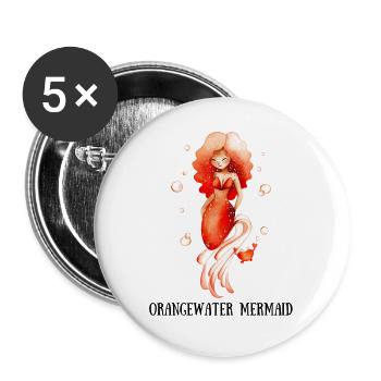 Orange-Water Mermaid - Buttons large 2.2''/56 mm (5-pack) - white - Front