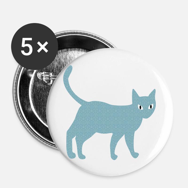 Cat with vintage pattern - Buttons large 2.2''/56 mm (5-pack) - white