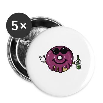 Donut worry, beer happy! Beer saying funny - Buttons large 2.2''/56 mm (5-pack) - white - Front
