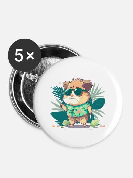 Cool Hamster 3 - Buttons groß 56 mm (5er Pack) - Weiß