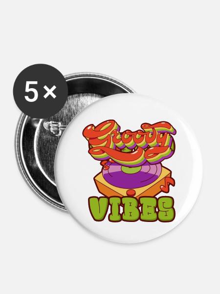 Groovy Vibes - Buttons groß 56 mm (5er Pack) - Weiß