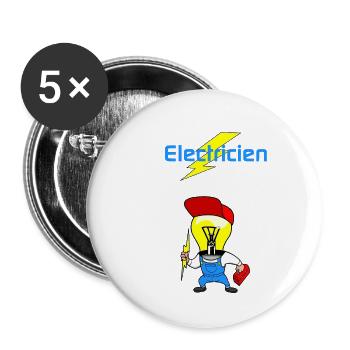 Electricien - Lot de 5 grands badges (56 mm) - blanc - Devant