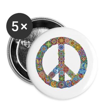 Mehr-Frieden-Feiern-Zeichen - Buttons groß 56 mm (5er Pack) - Weiß - Vorne