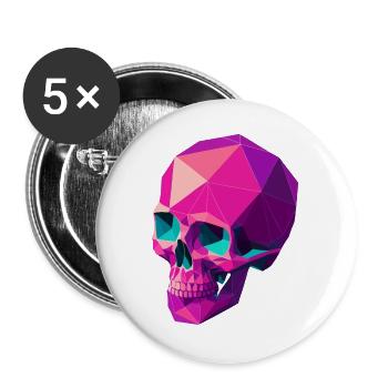 Geometric Skull - Buttons large 2.2''/56 mm (5-pack) - white - Front