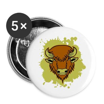 Buffle 01 - Lot de 5 grands badges (56 mm) - blanc - Devant