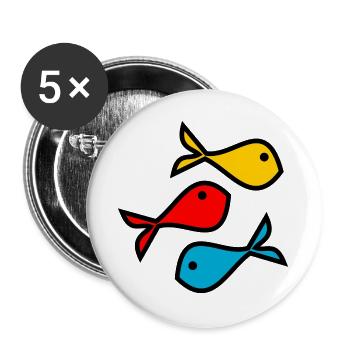 SARDINE. FISCH. APRILSCHERZ. OSTERN. MEER - Buttons groß 56 mm (5er Pack) - Weiß - Vorne