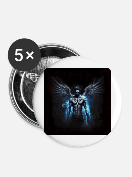 Blauer Mann Engel - Buttons groß 56 mm (5er Pack) - Weiß
