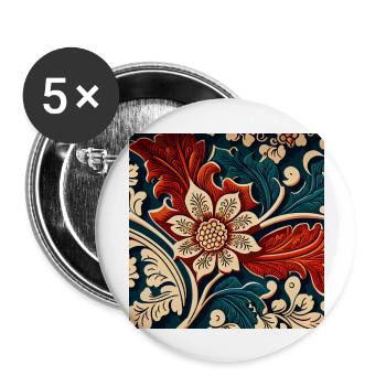 Motif Fleur - Lot de 5 grands badges (56 mm) - blanc - Devant