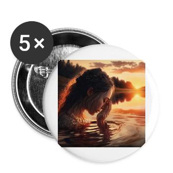 Foto einer badenden Frau - Buttons groß 56 mm (5er Pack) - Weiß - Vorne