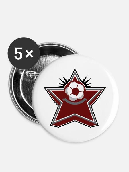 Roter Stern Fußball-Logo - Buttons groß 56 mm (5er Pack) - Weiß