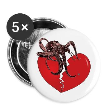 Oktopus hält gebrochenes Herz zusammen Geschenk - Buttons groß 56 mm (5er Pack) - Weiß - Vorne